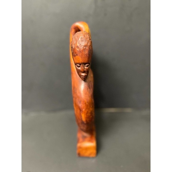 Rare African Hand Carved Wooden Sculpture Loving Man and Woman 11 Inch Abstract - Picture 9 of 9